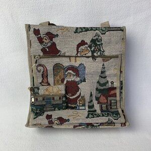 Tapestry Purse Santa Claus Tote Christmas 12” x 12” With Coin Purse New